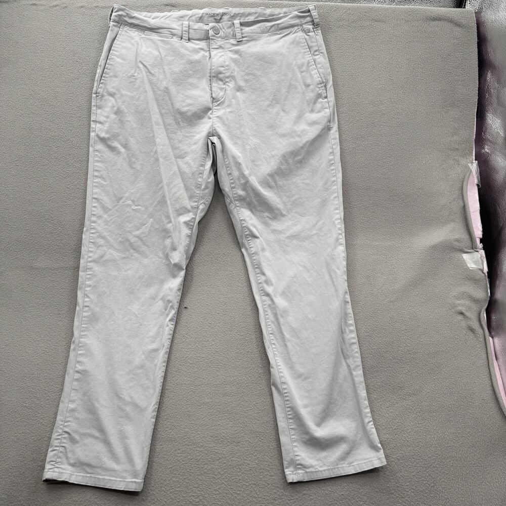 Mack Weldon Chino Pants Mens 36x32 Light Gray Stretch Casual Lyocell Blend